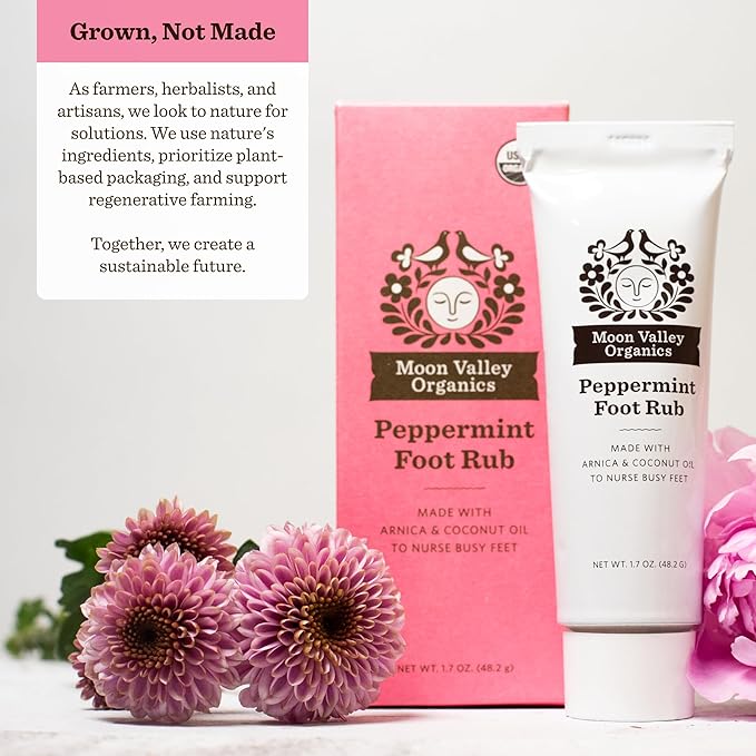 Moon Valley Organics Peppermint Foot Balm – Organic Cooling Foot Rub with Lavender, Arnica and Mint-BrightBean Baby