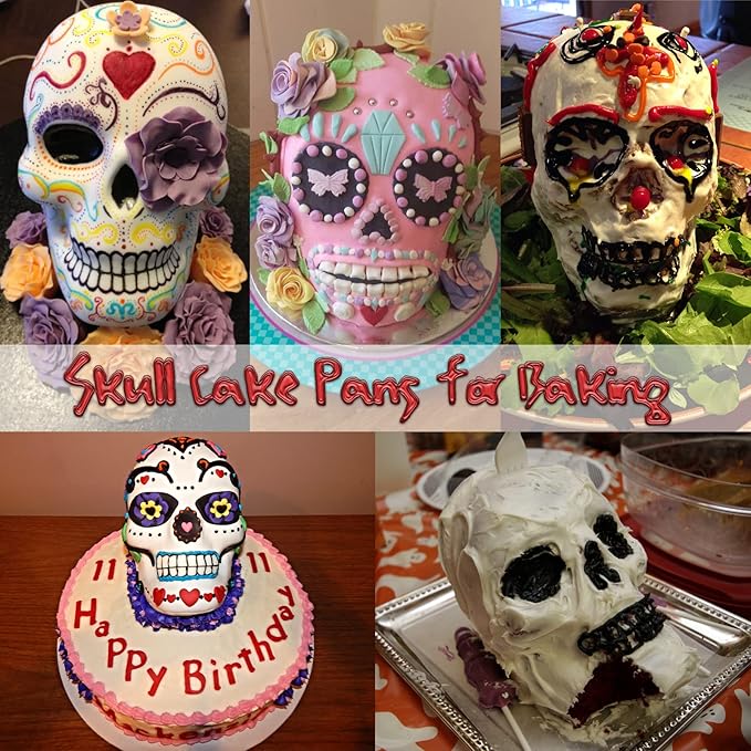 Skull Cake Mold, Extra Large 8.5inch Skull Silicone Cake Pans for Baking Candy Chocolate Halloween Party