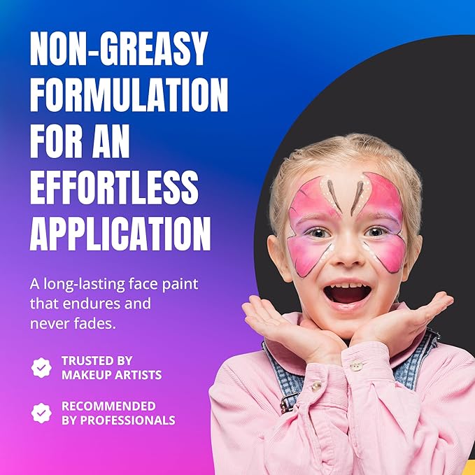 Professional Face Painting Kit - Skin Friendly Face Paint Kit - Cruelty-Free & Vegan Water Based Face Paint Makeup for Theatre, SFX and Halloween- 8 Colors 5g Each - Splashes & Spills (Pearly Colors)-BrightBean Baby