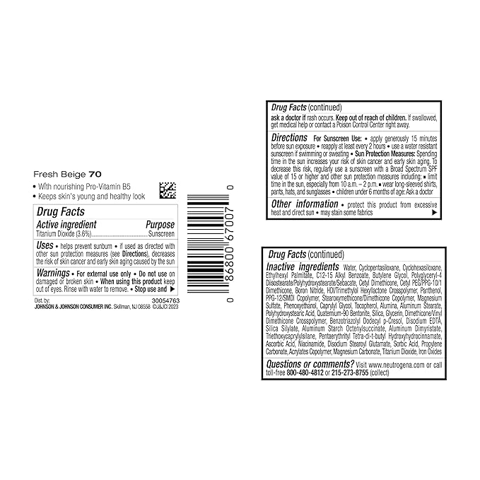 Neutrogena Healthy Skin Liquid Makeup Foundation, Broad Spectrum SPF 20 Sunscreen, Lightweight & Flawless Coverage Foundation with Antioxidant Vitamin E & Feverfew, Fresh Beige, 1 fl. oz-BrightBean Baby