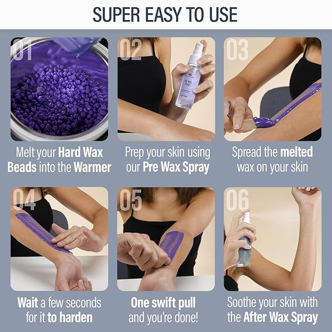 Tress Wellness Waxing Kit for Sensitive Skin – Safe for Face & Skin, Prep & Aftercare Spray, Easy to Use – At-Home Kit for Face, Bikini, Brazilian & Full Body - Digital Display, Blue-BrightBean Baby