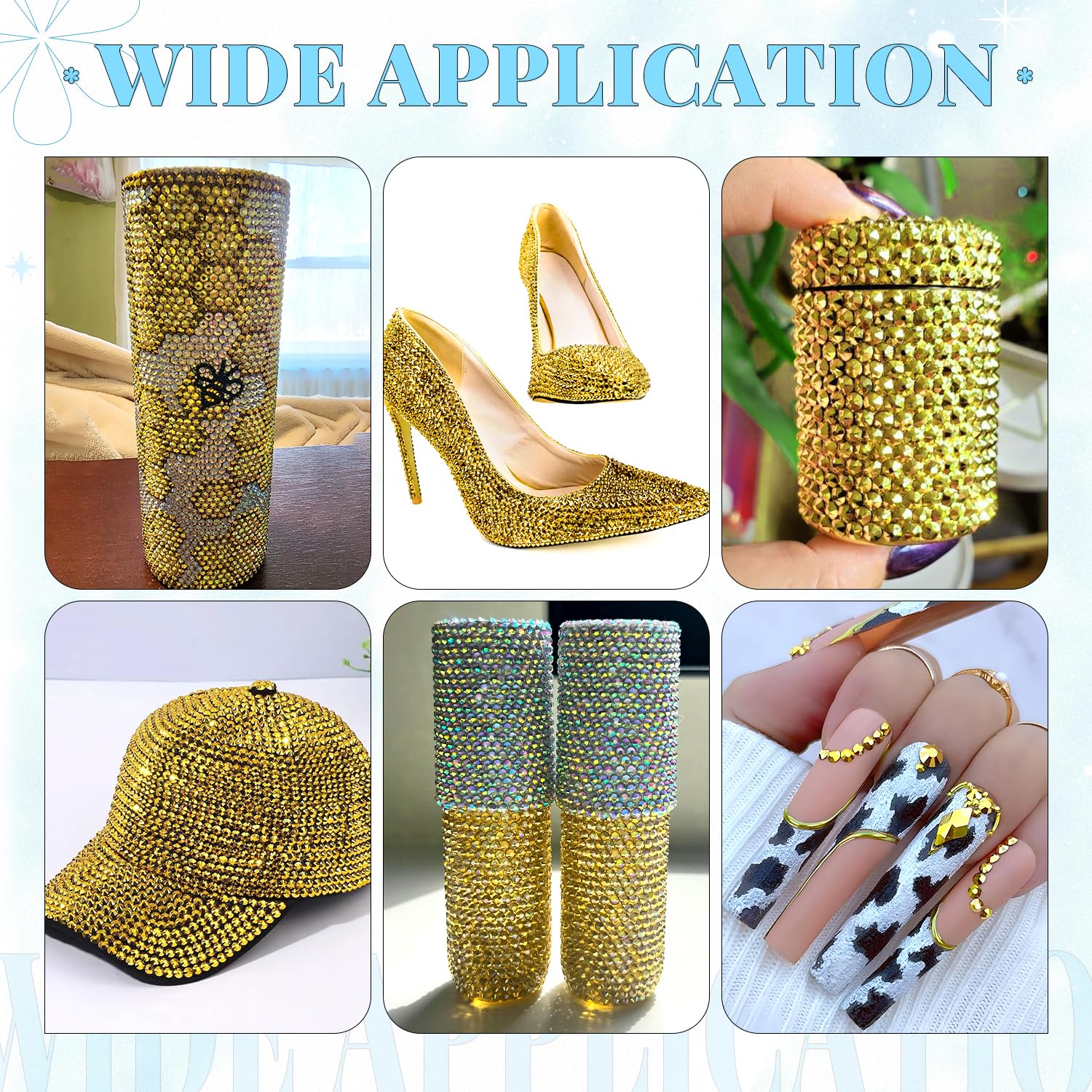 6000Pcs Resin Rhinestones for Bedazzling with 3Pcs B7000 Jewelry Glue, 1 Box Bright Gold Flatback Rhinestones for Crafting Crafts DIY, Crystals Gems for Clothing Shoes Tumblers Nail Art Makeup-BrightBean Baby