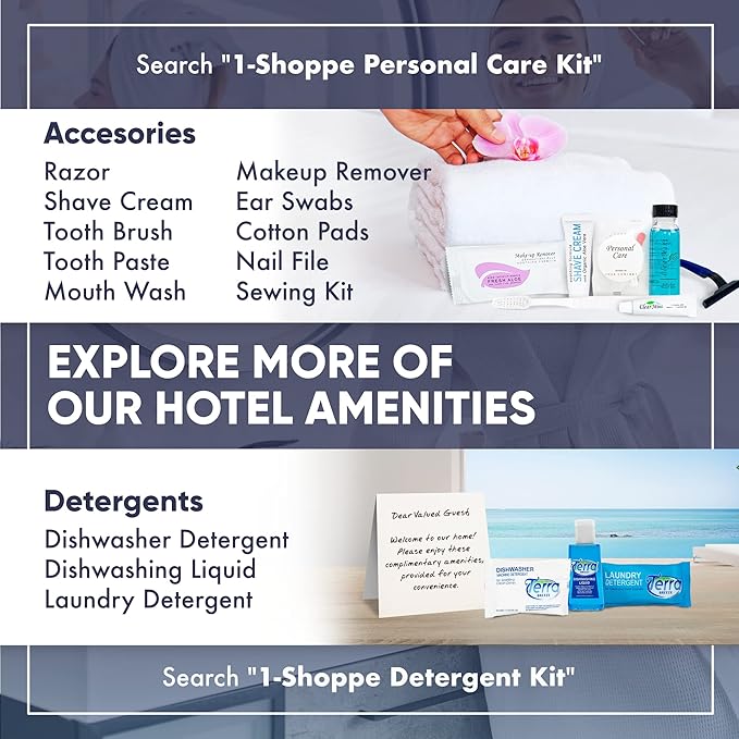 Desert Breeze Hotel Soaps and Toiletries Bulk Set | 1oz Hotel Shampoo & Conditioner, Body Wash, Body Lotion & Bar Soap | Full Pallet 49 cases with 300 units each - 14,700 pieces-BrightBean Baby