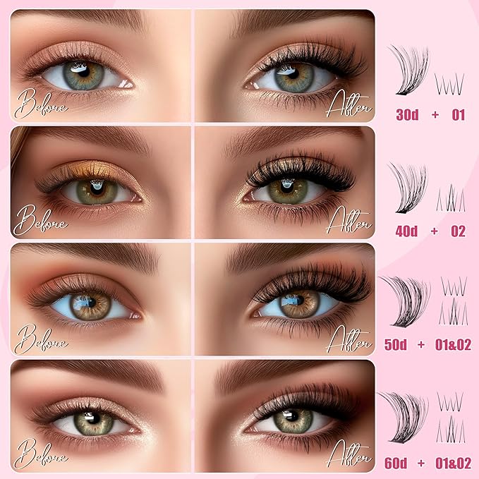 CCODDY Lash Clusters Kit - False Eyelash with Bottom Lashes - 748 Pieces - Black, Synthetic, Lightweight & Soft Fibers - D Curl Upper & 5-7MM Bottom - No Adhesives Included-BrightBean Baby