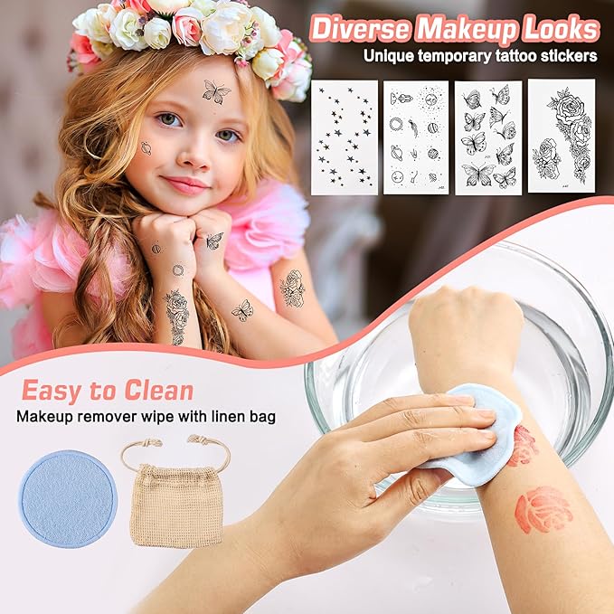 Anpro All-In-One Makeup Carry Case with Pro Teen Makeup Set, Full Starter Cosmetics Kit with Makeup Brushes, Eye Shadows Palette, Blushes, Glitter Gel, Temporary Tattoo Stickers-BrightBean Baby