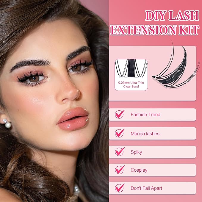 Lash Clusters - Lash Clusters Kit Mix Manga Lases 360pcs Eyelash Clusters Spiky Lases Clusters DIY at Home No Glue Included-BrightBean Baby