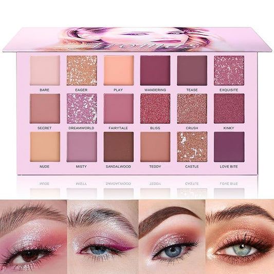 UCANBE Professional 18 Colors Aromas Nude Eyeshadow Palette Long Lasting Multi Reflective Shimmer Matte Glitter Pressed Pearls Eye Shadow Makeup Pallet Kit-BrightBean Baby