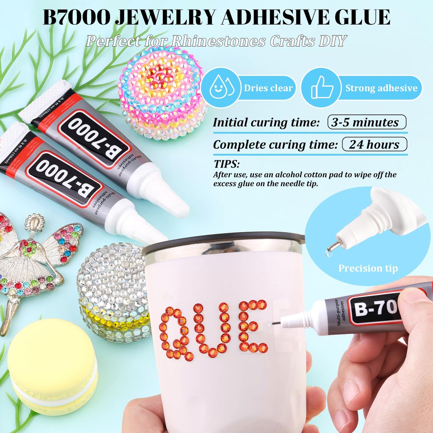 6000Pcs Resin Rhinestones for Bedazzling with 3Pcs B7000 Jewelry Glue, 1 Box Red Zircon Flatback Rhinestones for Crafting Crafts DIY, Crystals Gems for Clothing Shoes Tumblers Nail Art Makeup-BrightBean Baby