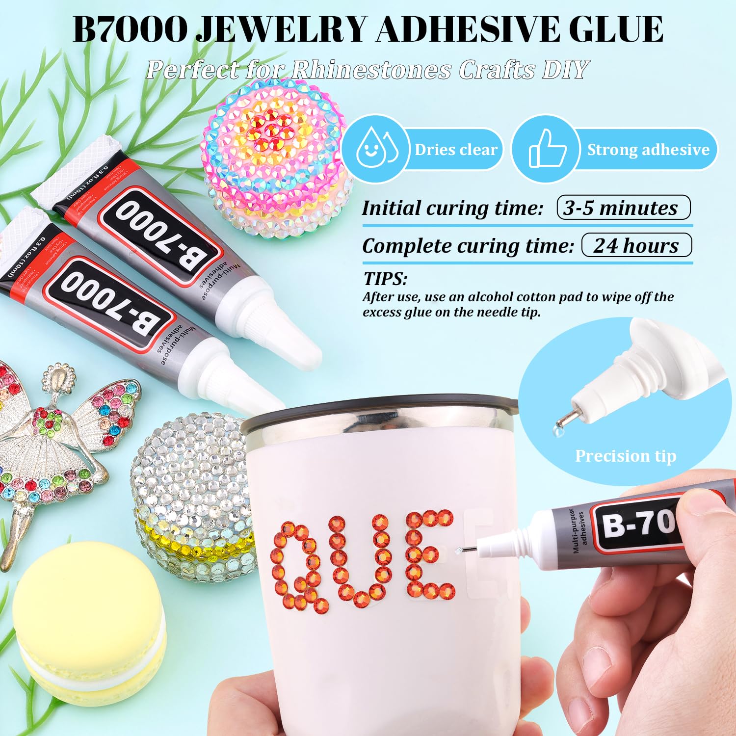 6000Pcs Resin Rhinestones for Bedazzling with 3Pcs B7000 Jewelry Glue, 1 Box Red Zircon Flatback Rhinestones for Crafting Crafts DIY, Crystals Gems for Clothing Shoes Tumblers Nail Art Makeup-BrightBean Baby