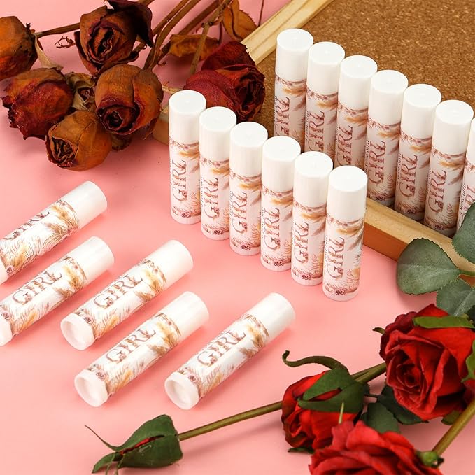 50 Pack Boho Baby Shower Lip Balm Party Supplies Bulk for Girls Guests Boys Baby Shower Gifts Neutral Gender Reveal Favors Prizes Souvenirs Winners Thank You Appreciation Gifts-BrightBean Baby