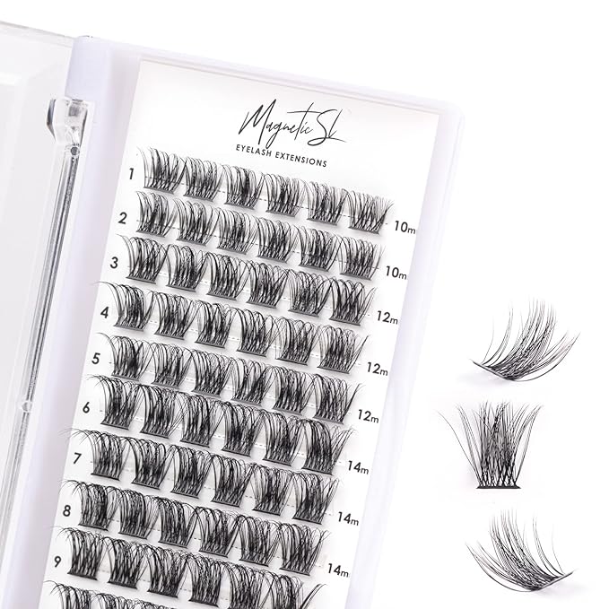 Cluster Lashes 72 Individual Lashes Clusters Eyelash Extensions False Eyelashes DIY Lash Extension Kit Reusable False Eyelashes Natural Look Mix 10-16mm C D Curl-DM17-BrightBean Baby