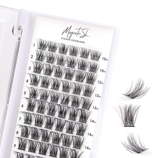 Cluster Lashes 72 Individual Lashes Clusters Eyelash Extensions False Eyelashes DIY Lash Extension Kit Reusable False Eyelashes Natural Look Mix 10-16mm C D Curl-DM17-BrightBean Baby