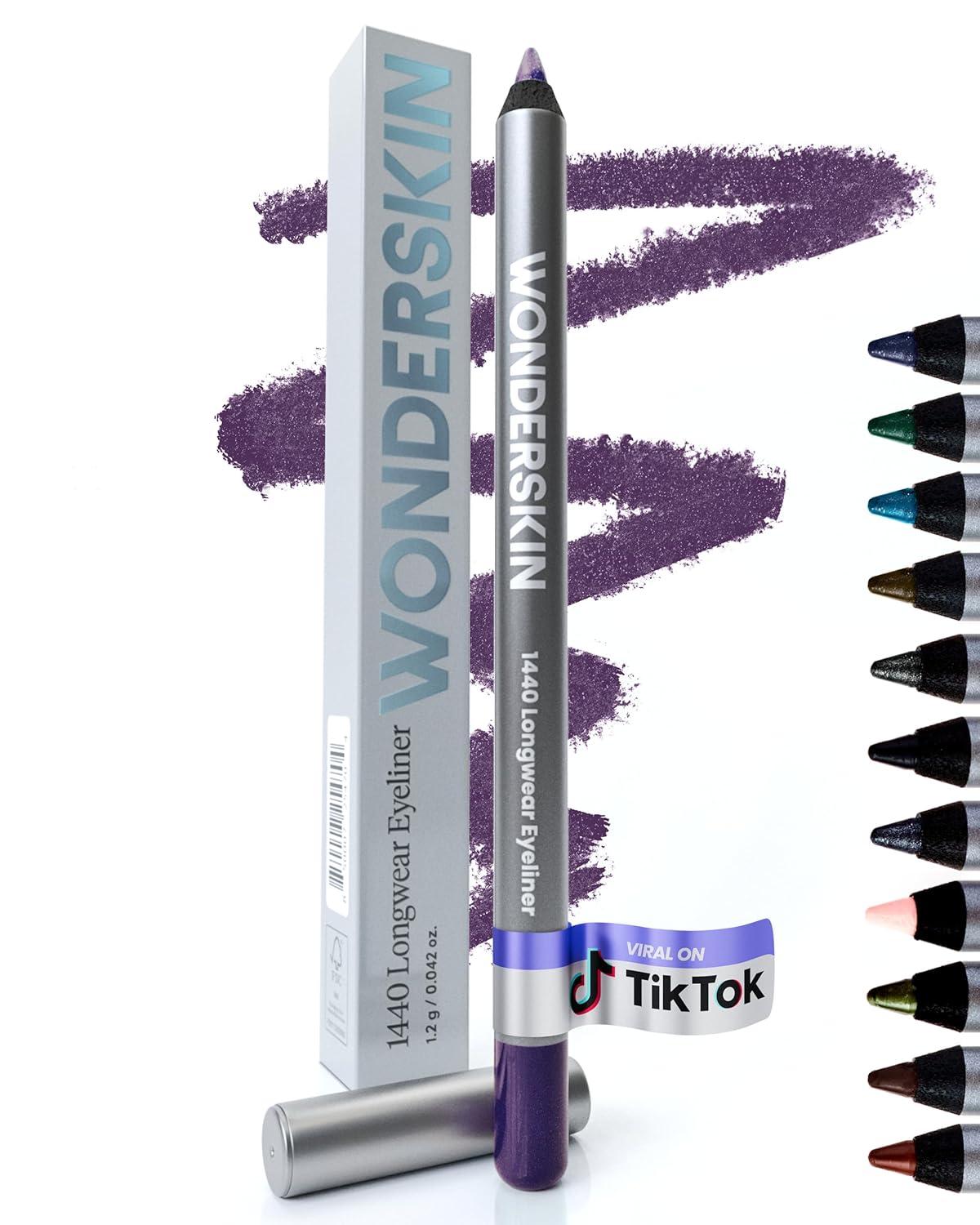 Wonderskin Eyeliner Pencil, 1440 Longwear Deep Purple Eyeliner Pencil - Waterproof, Sharpenable & Smudge Proof-BrightBean Baby