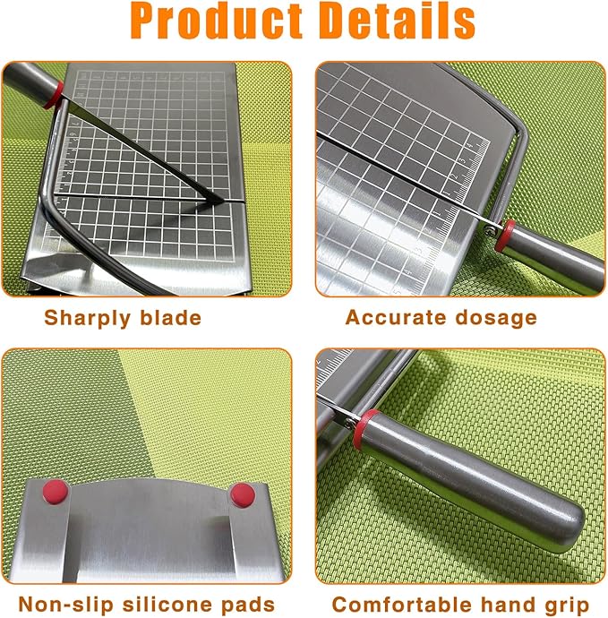 Cheese slicer, stainless steel multifunctional cheese slicer, suitable for cutting block cheese, butter, vegetables, sausages, bread