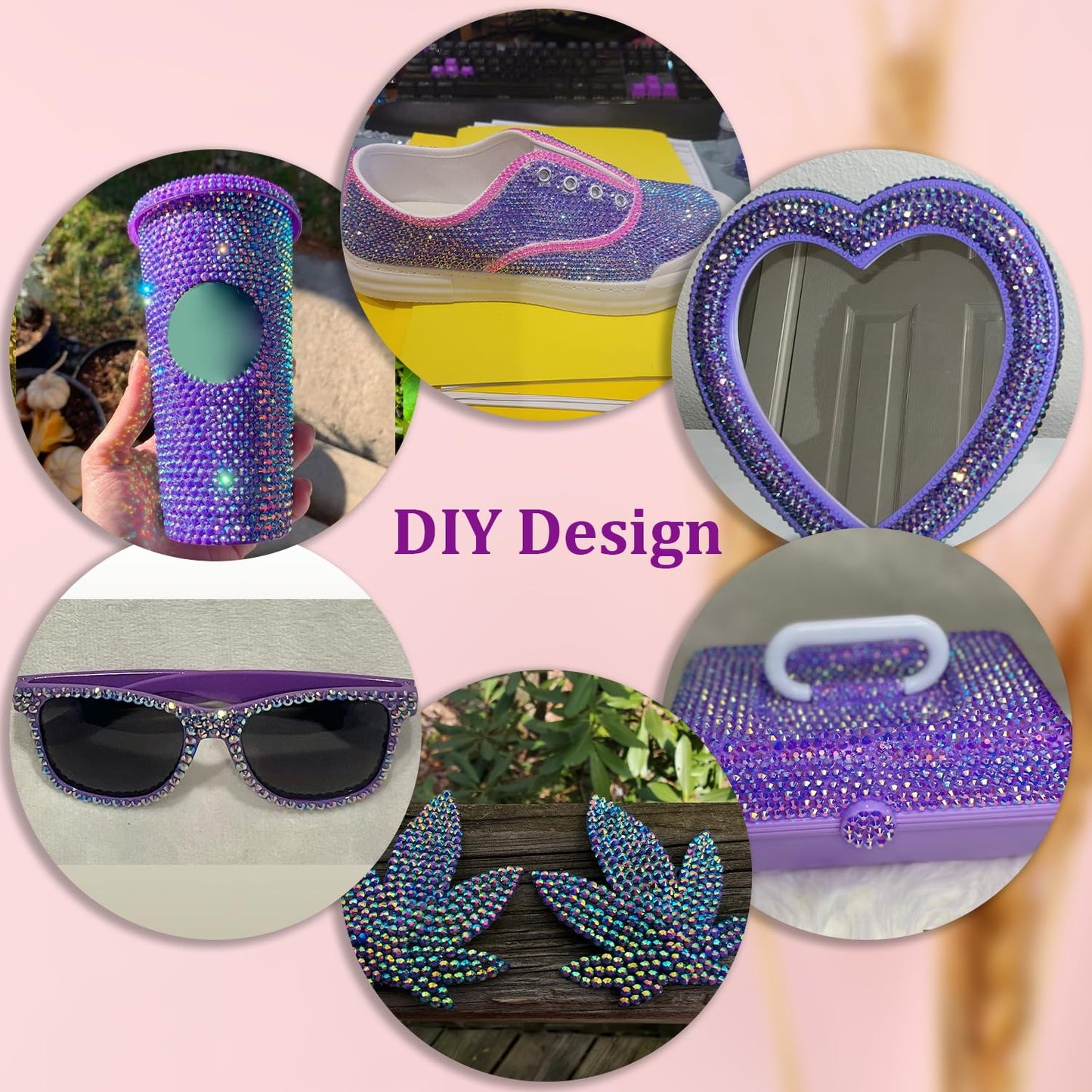 25000Pcs Resin Jelly Rhinestones with Tweezers for Crafting, Dark Purple AB Flatback Gems, Bedazzling Crystal with 3Pcs 10ml B7000 Jewelry Glue for DIY Crafts Clothing Tumblers Shoes Fabric Nail Art-BrightBean Baby