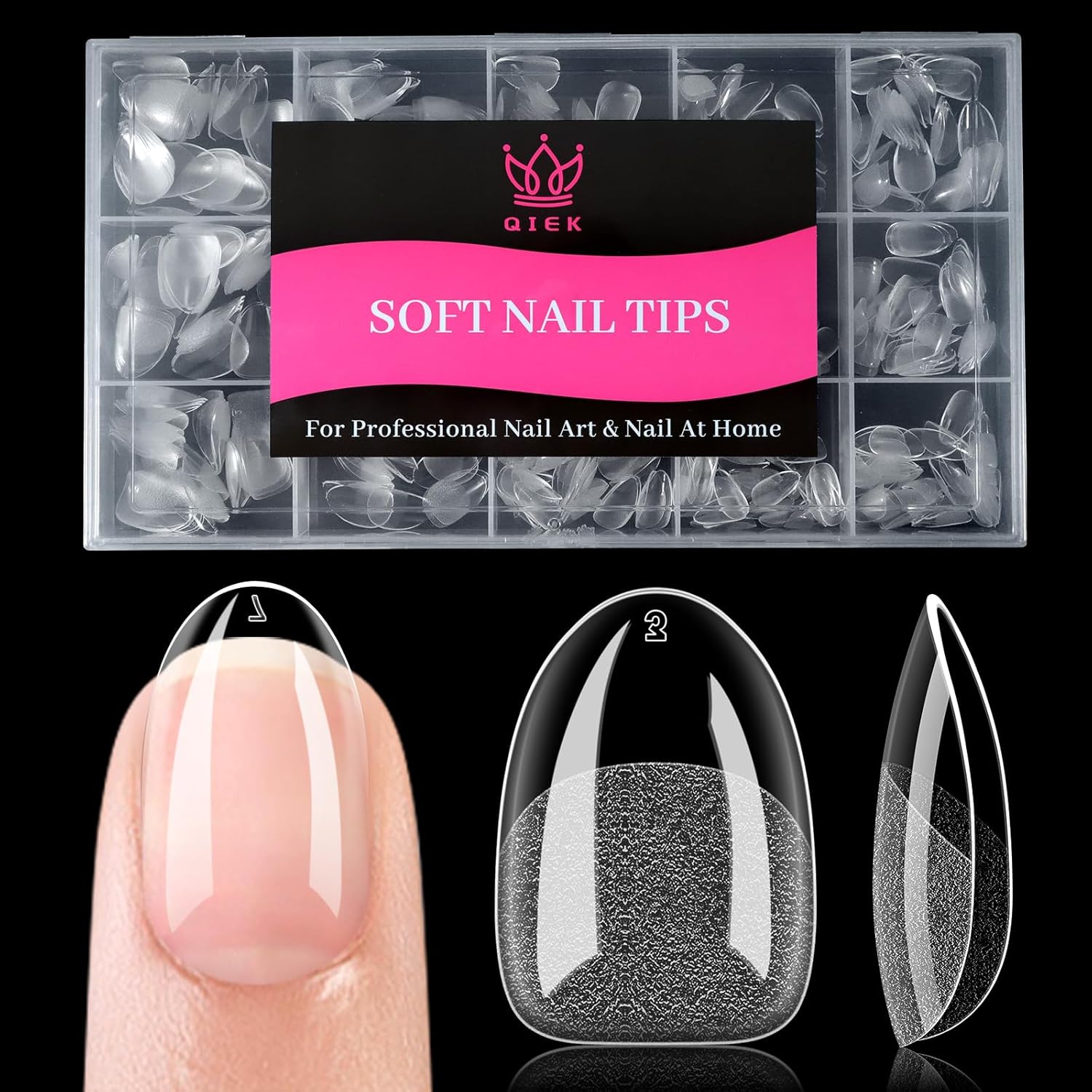 Short Round False Nail Tips, 15 Sizes 510 PCS Clear Soft Press On Fake Nail Pre-shaped Half Matte Full Cover Gel Nail Tips Extensions Strong Thick Long Lasting for DIY Beginners & Salon Manicure-BrightBean Baby