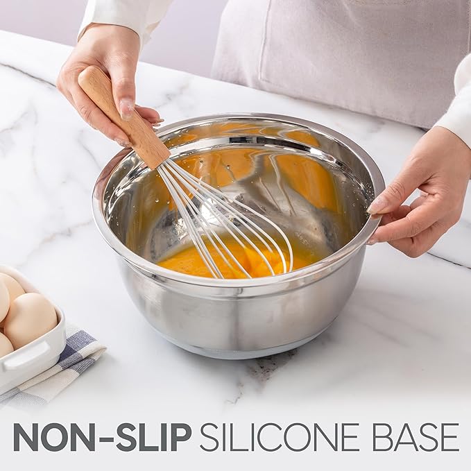 COOK WITH COLOR Stainless Steel Mixing Bowls Set with Lids - Nesting Bowls with Non-Slip Bottom, Grey, 12 Pieces