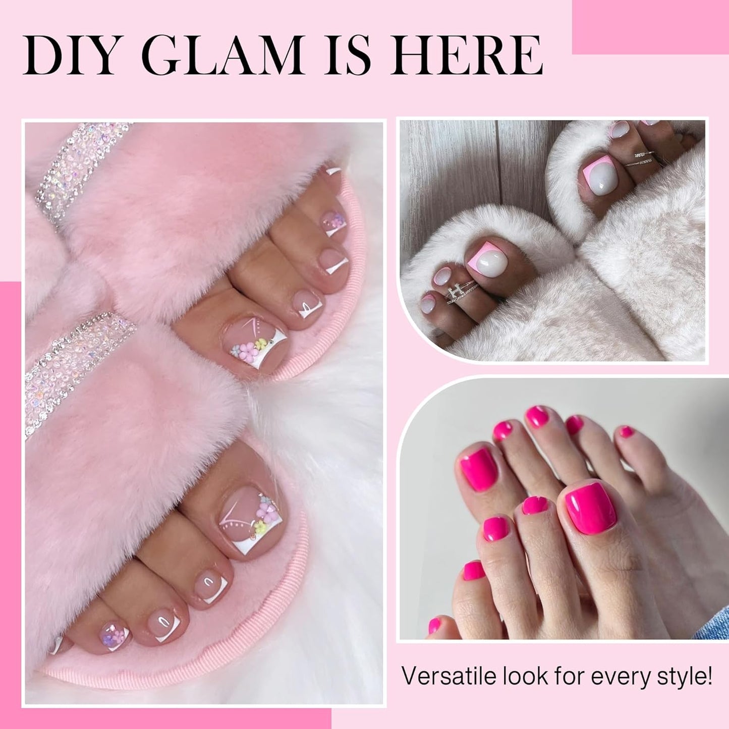 Square Toe Nail Tips, 504Pcs 15 Sizes Full Cover Press On Toenails for Women, Long Wider Pre-etched Double Matte Fake Toenails for Big Toe Nail Extensions Home DIY Salon Soak Off-BrightBean Baby