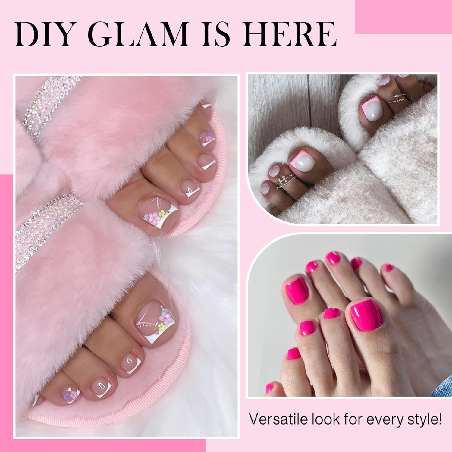 Square Toe Nail Tips, 504Pcs 15 Sizes Full Cover Press On Toenails for Women, Long Wider Pre-etched Double Matte Fake Toenails for Big Toe Nail Extensions Home DIY Salon Soak Off-BrightBean Baby