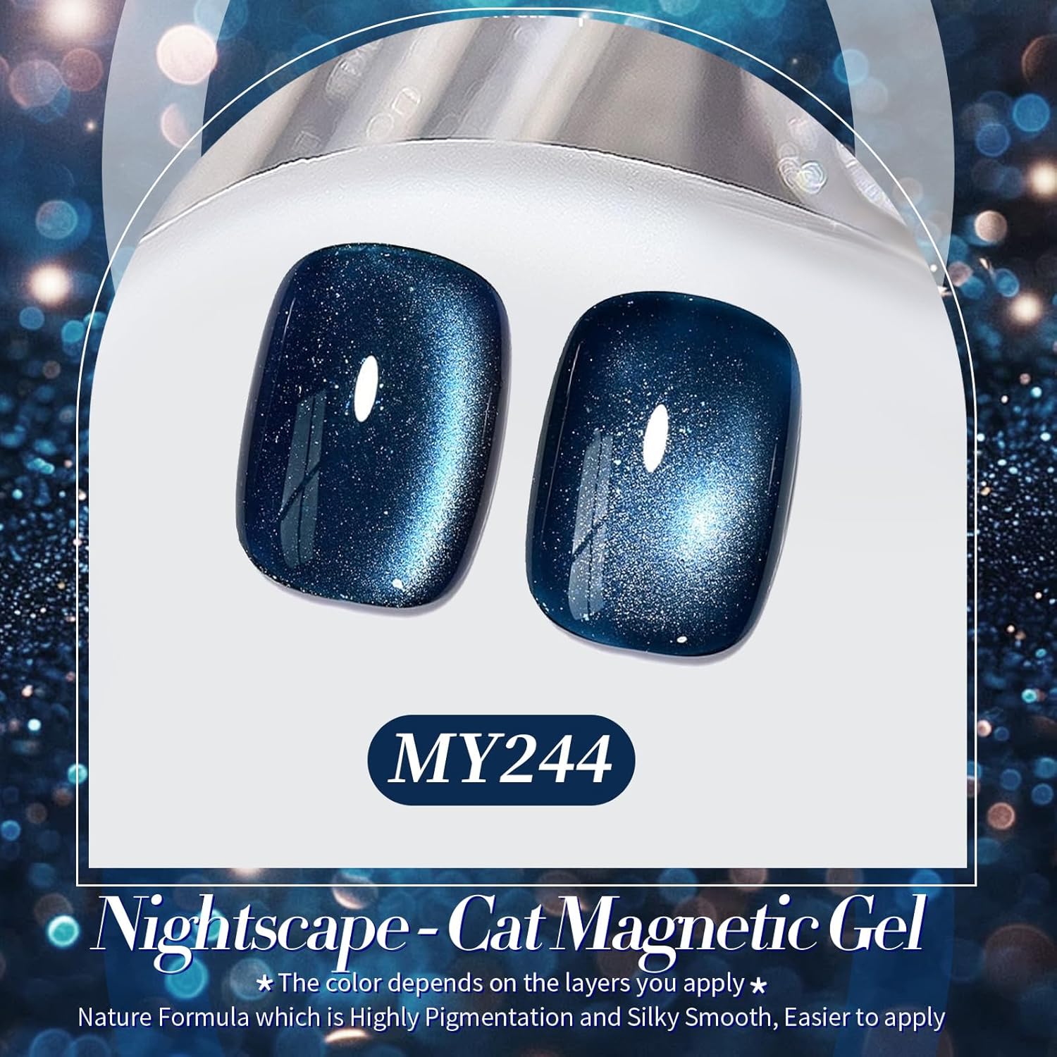 Born Pretty Cat Magnetic Eye Gel Nail Polish,Dark Blue Magnetic Gel Polish Nightscape Cat Magnetic Eye Gel Manicure Nail Art DIY 15ml-BrightBean Baby