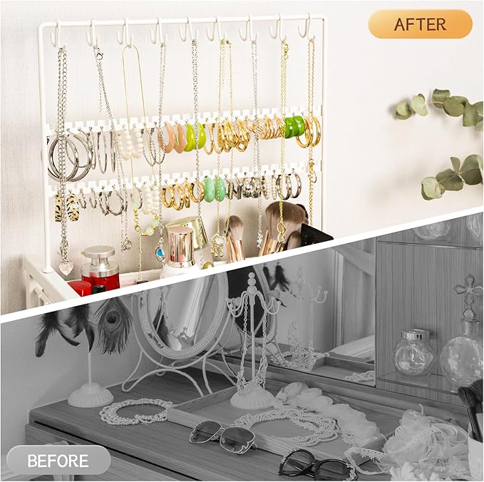 YGJT Makeup Organizer, Floor Skincare Cosmetics Organizer with Drawers, Jewelry Organizers and Storage for Earring Necklace, Vanity Organizer for Skin Care Perfume Makeup Brush Nail Polish Hair Tool-BrightBean Baby