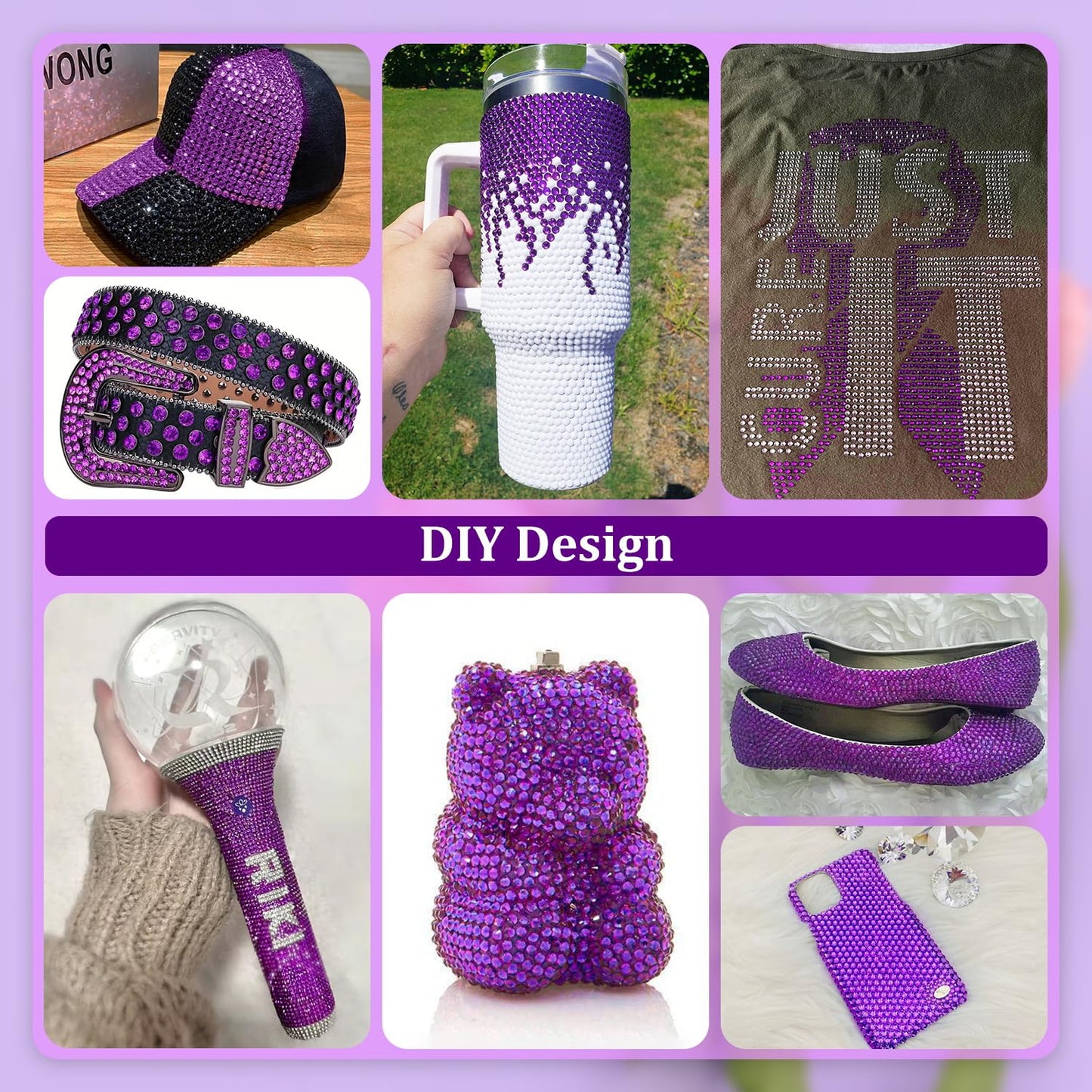 Resin Rhinestones for Crafting, 1 Box Dark Violet Multi Sizes Flatback Bedazzling Crystals for Crafts Nail Art Deco, Non Hotfix Gems Charms for Tumbler Shoes Clothing Fabric Face Makeup-BrightBean Baby