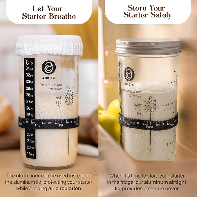 Sourdough Starter Kit with 9" Round Banneton Proofing Basket and 24oz Starter Jar - Beginner-Friendly Sourdough Bread Baking Supplies and Baking Gifts for Women, Men, and Bread Bakers