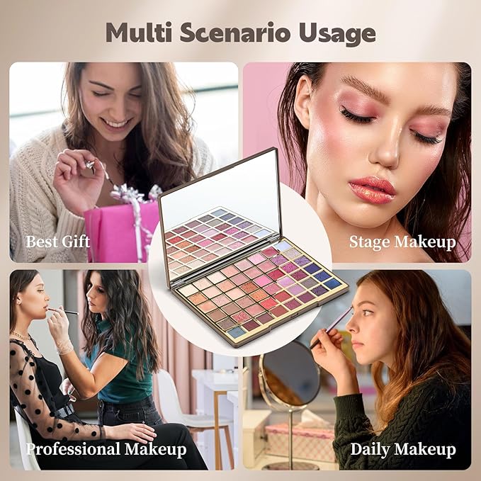 Color Nymph Artistry Palette, Multichrome Makeup Palettes For Face High Pigmented Eyeshadow with Matte Shimmer & Cream Eye Shadows Easy Makeup Blending Palette For Daily Stage Versatile Make Up Looks-BrightBean Baby