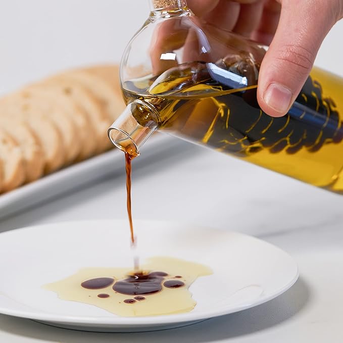 True Napa Olive Oil and Vinegar Cruet with Cork Stopper, Perfect for Housewarming, Picnic, Dinner, BBQ, Outdoor Party, Salad Bar Accessories, Home Essentials, Set of 1