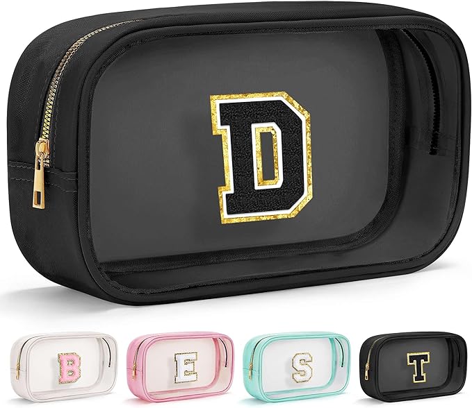 YOOLIFE Travel Toiletry Bag for Women, Black Clear Makeup Bag Cute Make Up Bag for Women Cosmetic Bags Skin Care Makeup Bag Organizer Birthday Gifts for Women Teacher Mother Girlfriend Initial D-BrightBean Baby