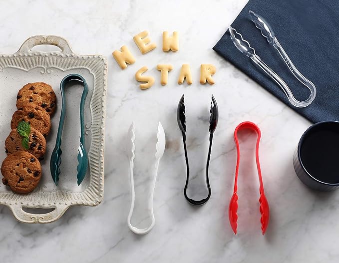 New Star Foodservice 35513 Utility Tong, High Heat Plastic, Scalloped, 12 inch, Set of 12, Black