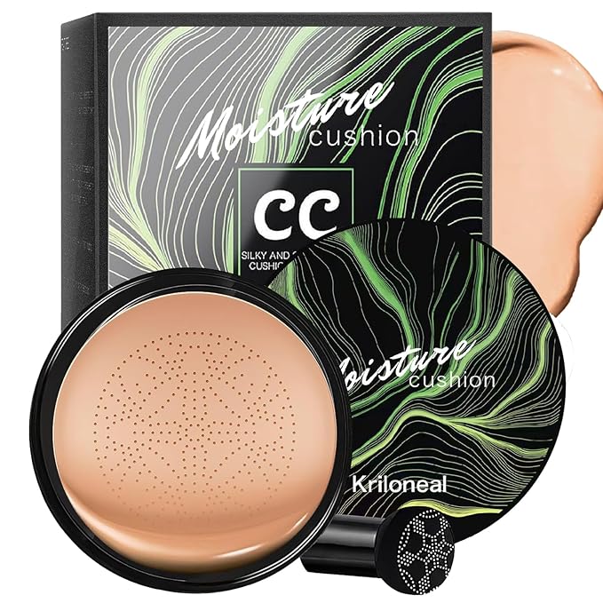CC Cream Foundation Mushroom Head Air Cushion Face Makeup Moisturizing Concealer Waterproof Oil Control Long-Lasting Nude Makeup Even Skin Tone for All Skin Types (Light Brown)-BrightBean Baby