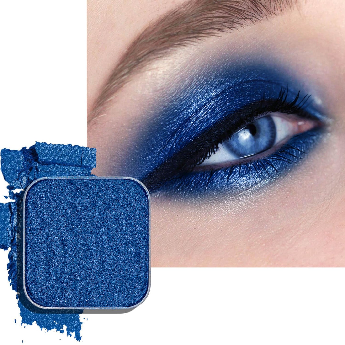 Magnetic Blue Single Eyeshadow Matte Shimmer Highly Pigmented Blendable Longwear Powder in Magnetic Refill Pan for Custom Palette Easy to Apply and Remove (Abyss)-BrightBean Baby
