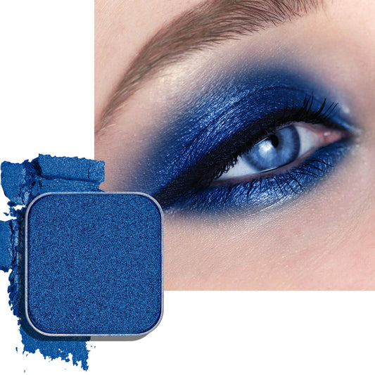 Magnetic Blue Single Eyeshadow Matte Shimmer Highly Pigmented Blendable Longwear Powder in Magnetic Refill Pan for Custom Palette Easy to Apply and Remove (Abyss)-BrightBean Baby