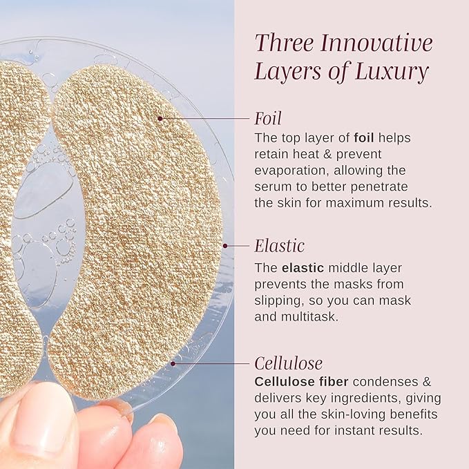 Wander Beauty Baggage Claim - Rose Gold & Gold Foil Under Eye Patches For Dark Circles and Puffiness - Under Eye Mask Depuffs & Firms - Brightening Eye Mask for Under Eye Bags (2 Pack)-BrightBean Baby