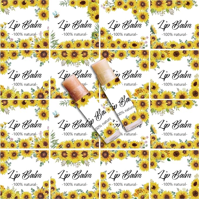 CRASPIRE 80Pcs 8 Styles Lip Balm Sticker Sunflower Self-Adhesive Homemade Lip Balm Labels Vintage Square DIY Plant Label Stickers for Lip Balm Containers Cosmetics Lipsticks-BrightBean Baby
