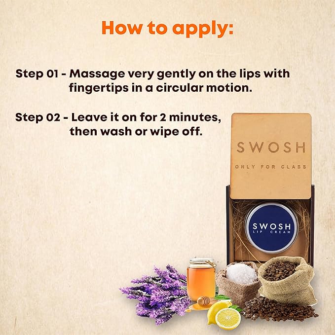 SWOSH Organic Lip Cream For Lightening & Brightening Dark Lips For Men & Women, 0.53 OUNCE with natural extract, clove oil, lavender oil, Lemon Grass oil lip Cream-BrightBean Baby