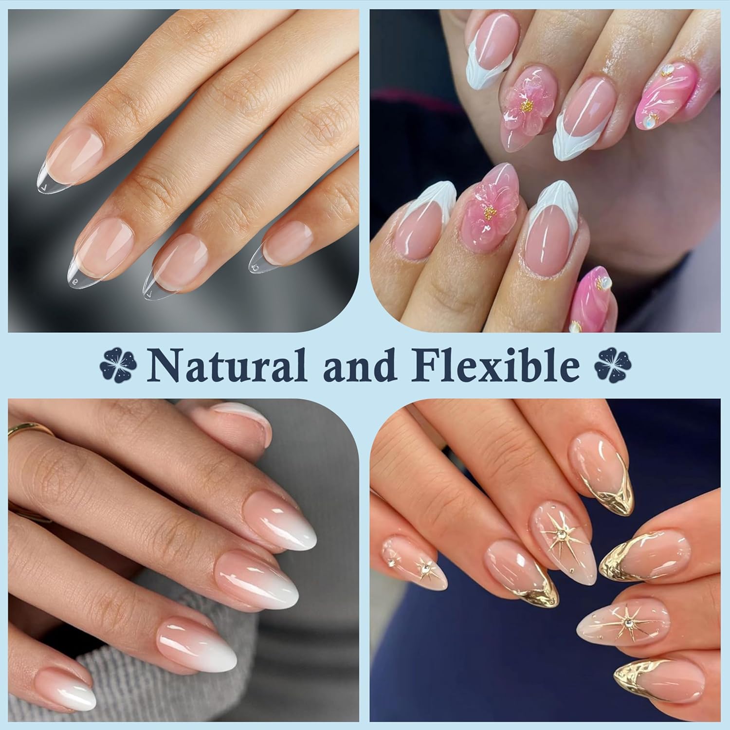 Short Almond Nail Tips: 504pcs Soft Gel Nail Tips Pre Etched Short Fake Nails, Half Matte Full Cover Clear Press on Nails for Nail Extension DIY Home, 12 Sizes Acrylic Gelly Tips-BrightBean Baby