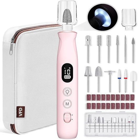 Electric Nail Drill, Cordless 2000 mAh Rechargeable Portable Nail File 12 in 1 Kit for Thick Toenails, 10 Speeds Nail Dril Machine Professional Manicure Pedicure for Hand Natural Nails Care (Pink)-BrightBean Baby