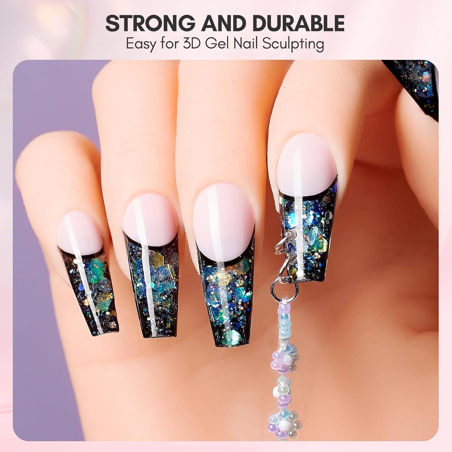 Makartt 3D Nail Gel Art for Nails Starter Kit: 4 Colors 3D Sculpting DIY Manicure Solid Gel Builder Clear and Shimmers for Extension, Molding Hard Gels with Silicone Flower Molds Sculpture Brush-BrightBean Baby