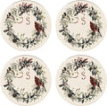 Lenox 897091 Winter Greetings Dinnerware Dinner Plates, Set of 4, Red & Green, Christmas, Holiday Hosting, Service For 4