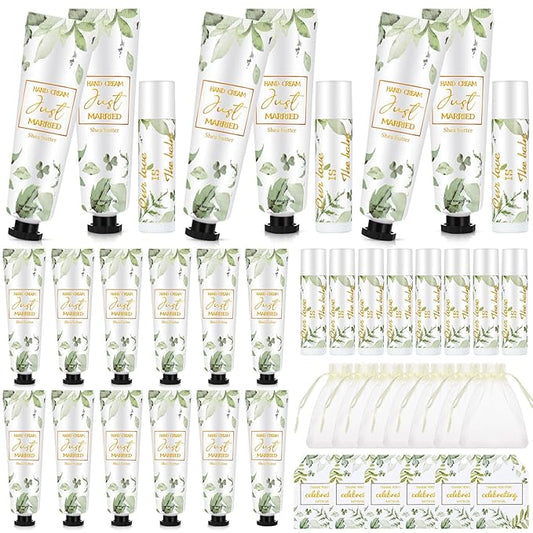 25 Set Wedding Lip Balms and Hand Cream Gift Set Include 25 Moisturizing Hand Care Cream 25 Lip Balms with Thank You Cards and Bags Bridesmaid Gift Set for Bridal Shower Wedding(Greenery)-BrightBean Baby
