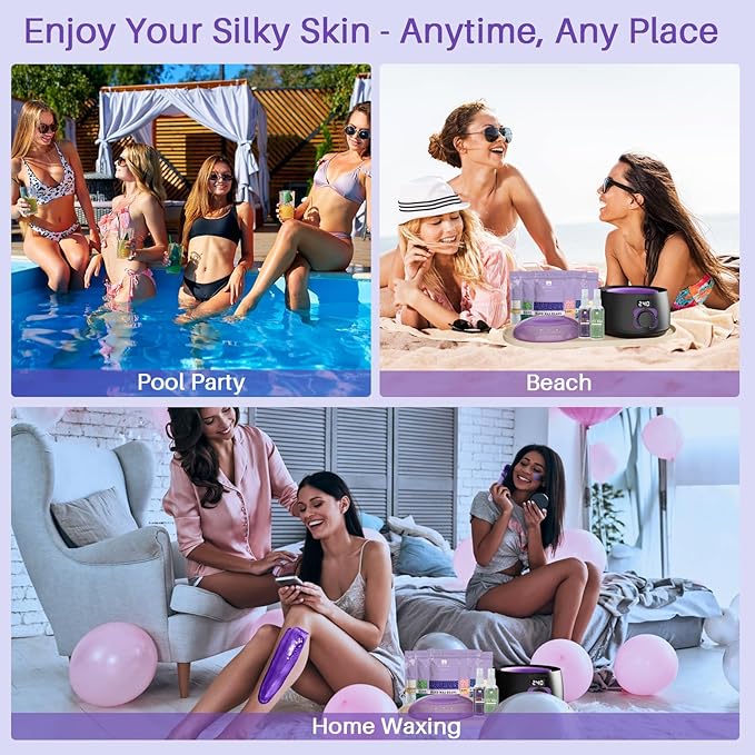 BLITZWAX Brazilian and Bikini Waxing Kit for Women, Hard Wax Warmer for Face, Legs and Body, At Home Hair Removal Kit, Beginner Friendly, Fast Heating, 51 Accessories, 6 Types Wax Bean Formula-BrightBean Baby