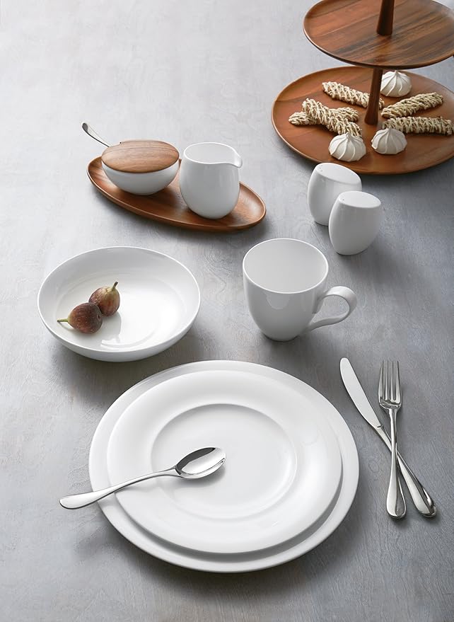 nambe Skye Collection Ceramic 9 Inch Accent Plate, White Plate, Round Dinnerware Dish, Made of Bone China, Microwave and Dishwasher Safe