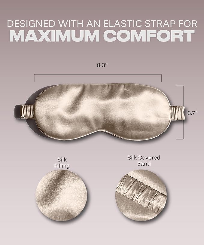 SUNDAYSILKS™ Exclusive Mulberry Silk Sleep Mask | Soft Eye Covers, Blackout Sleeping Mask for Women & Men | Silk Eye Mask for Sleep, Travel, and Relaxation | Antifaz para Dormir [Nude Champagne]-BrightBean Baby