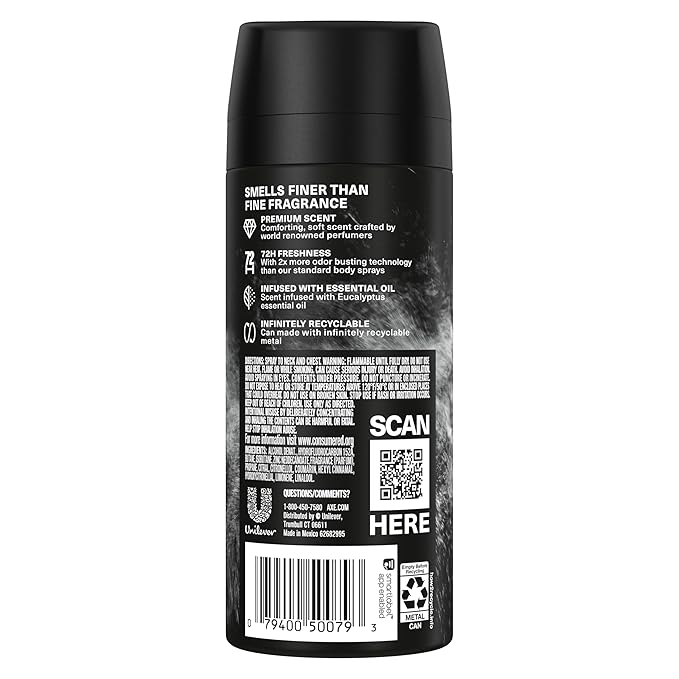 AXE Fine Fragrance Collection Premium Deodorant Body Spray for Men Pure Coconut 3 Count with 72H Odor Protection and Freshness Infused with Coconut, Eucalyptus, and Oak Essential Oils 4 oz-BrightBean Baby