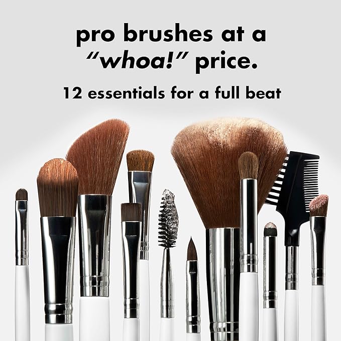 e.l.f. Professional Set of 12 Makeup Brushes, Pro-Worthy Makeup Brushes For A Flawless Full-Face Application, Vegan & Cruelty-Free-BrightBean Baby