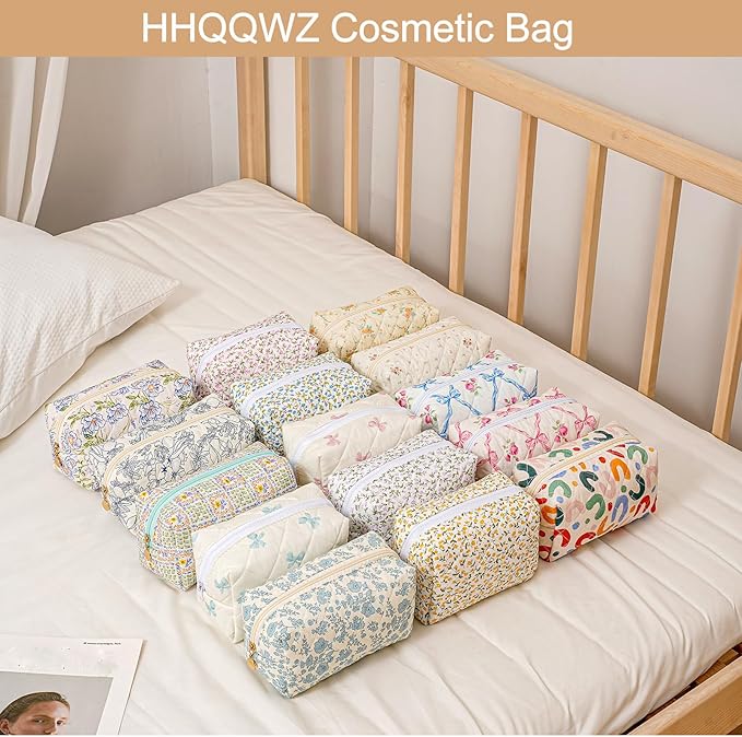 Makeup Bag Travel Cosmetic Bag for Women Girls, Zipper Make Up Pouch, Floral Flowers Toiletry Organizer Makeup, Portable Storage Bag, Cosmetic Travel Cloth Bag (Yellow Orange Flower)-BrightBean Baby