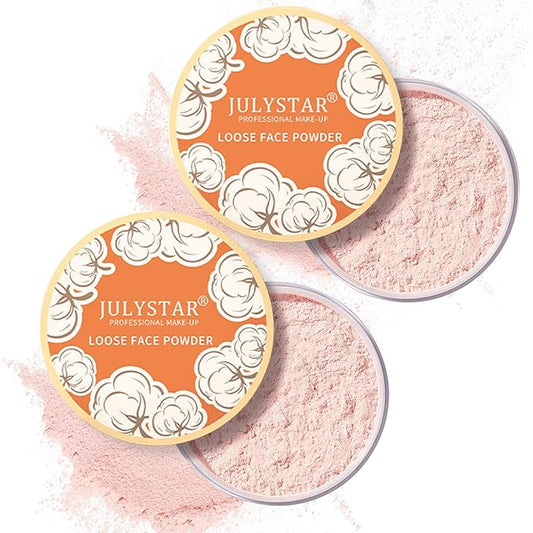 2PCS Pink Setting Powder Loose Face Powder Matte Soft Smooth Oil Control Long Lasting Loose Setting Powder Makeup for Natural Flawless（02# Pink Complexion）-BrightBean Baby