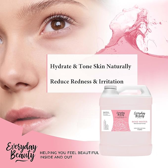 Rose Water Facial Toner Bulk - 1 Gallon Alcohol-Free Vegan All Natural Refreshing for Face and Hair - Uplifts, Calming & Soothing for All Skin Types-BrightBean Baby